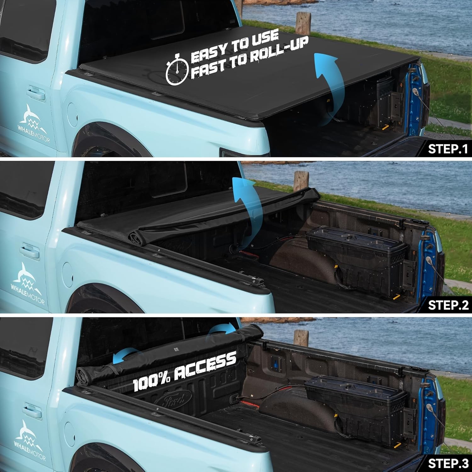 Truck Bed Tonneau Cover Compatible with Ford F150 F-150 2004-2014 5.5 ft Short B