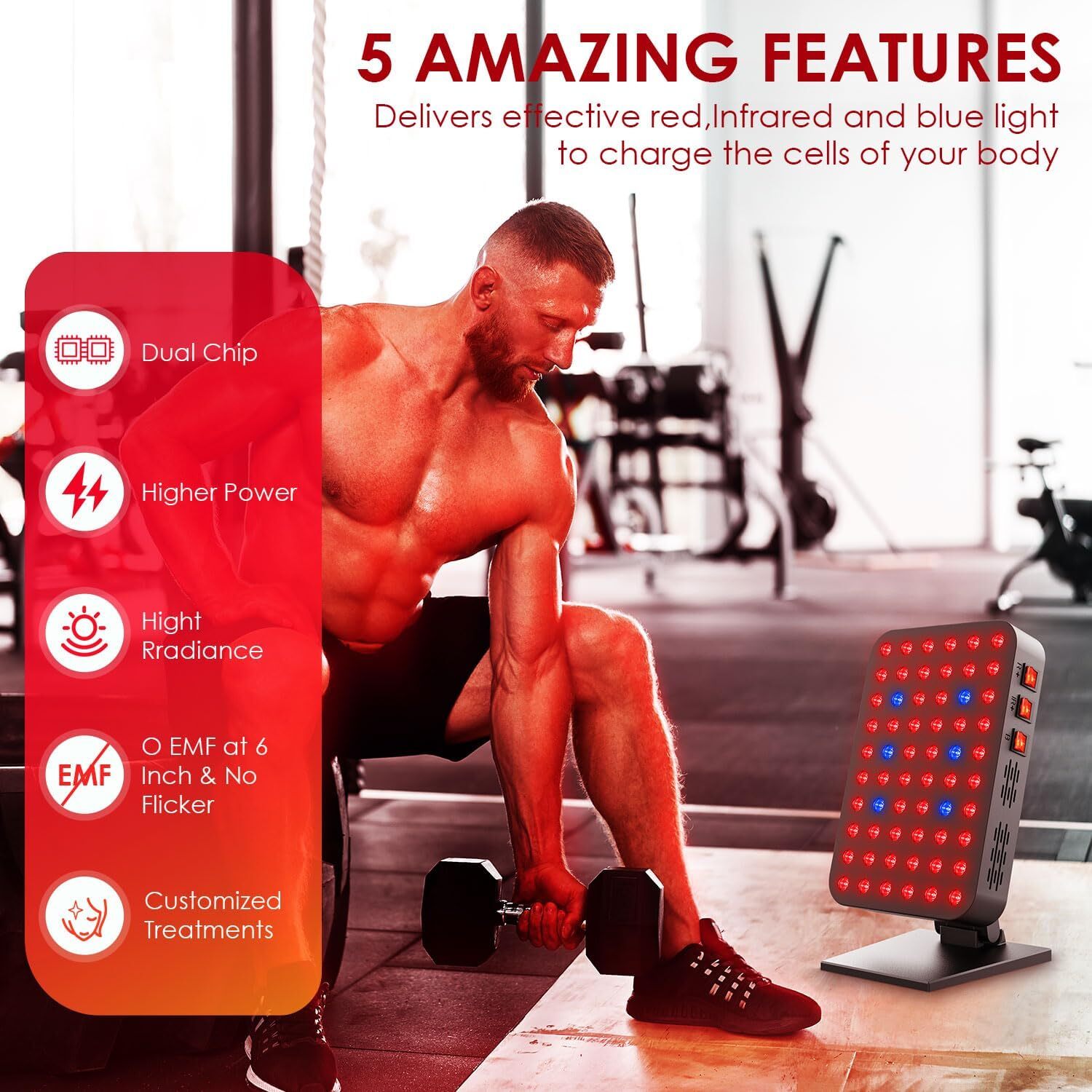 Red Blue Light Therapy for Body, Red Near Infrared Panels 300W 60 Dual Chip