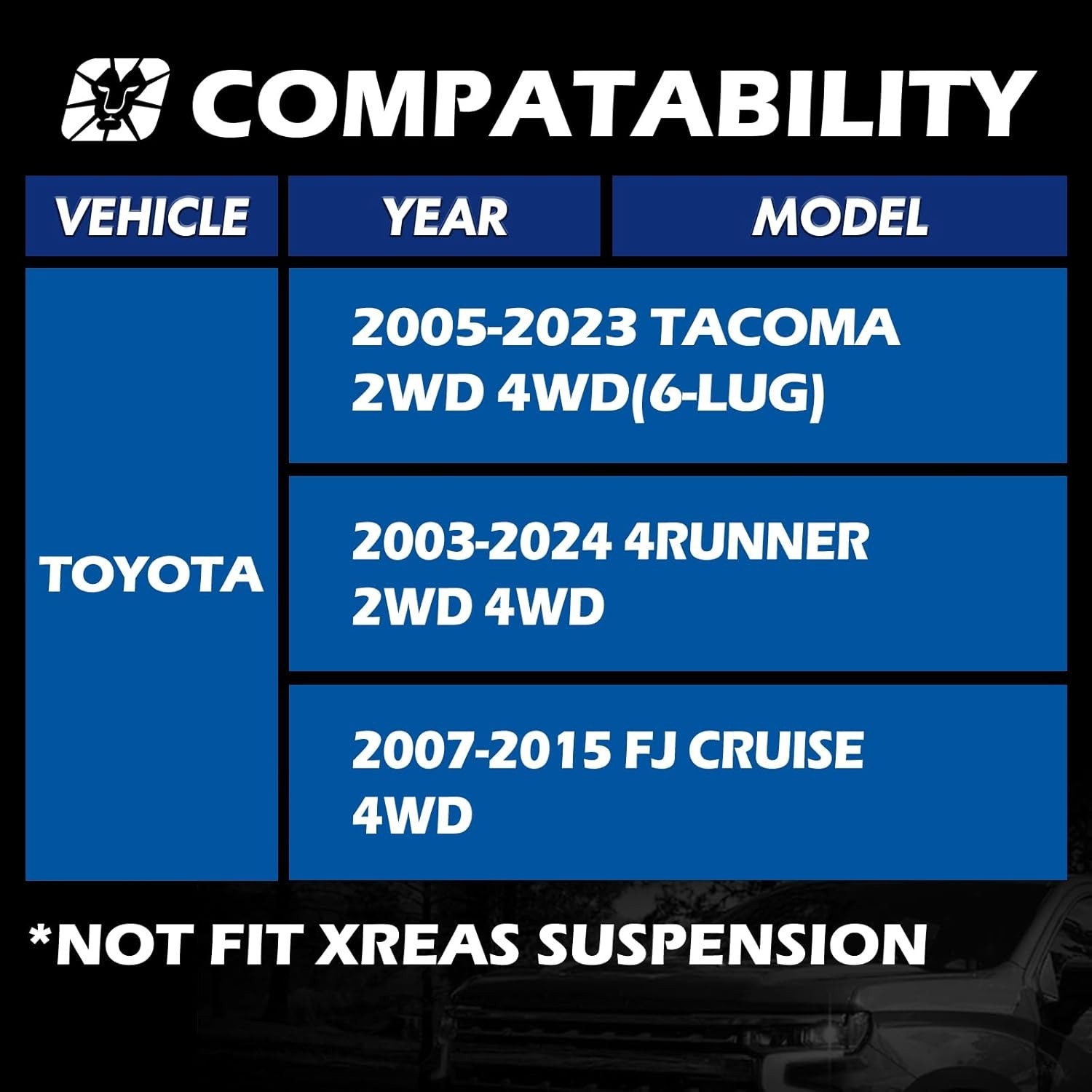 1.5″ Leveling Kit for Toyota Tacoma (2005-2023), 4Runner (2003-2024) & FJ Cruise