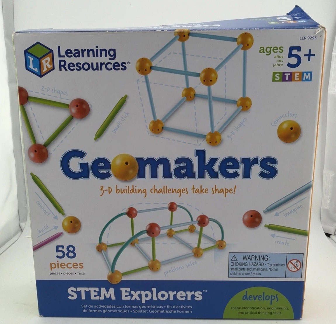 Learning Resources Stem Explorers Geomakers 58 Pcs Kids 5+ Toy 3D Building 9293