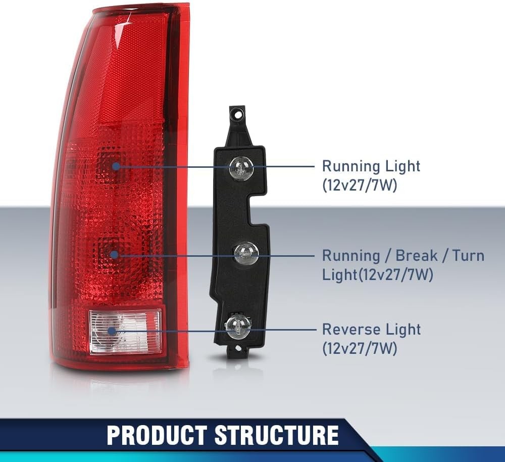 PIT66 Tail Lights w/Connector Circuit Compatible with Chevy GMC Silverado Sierra