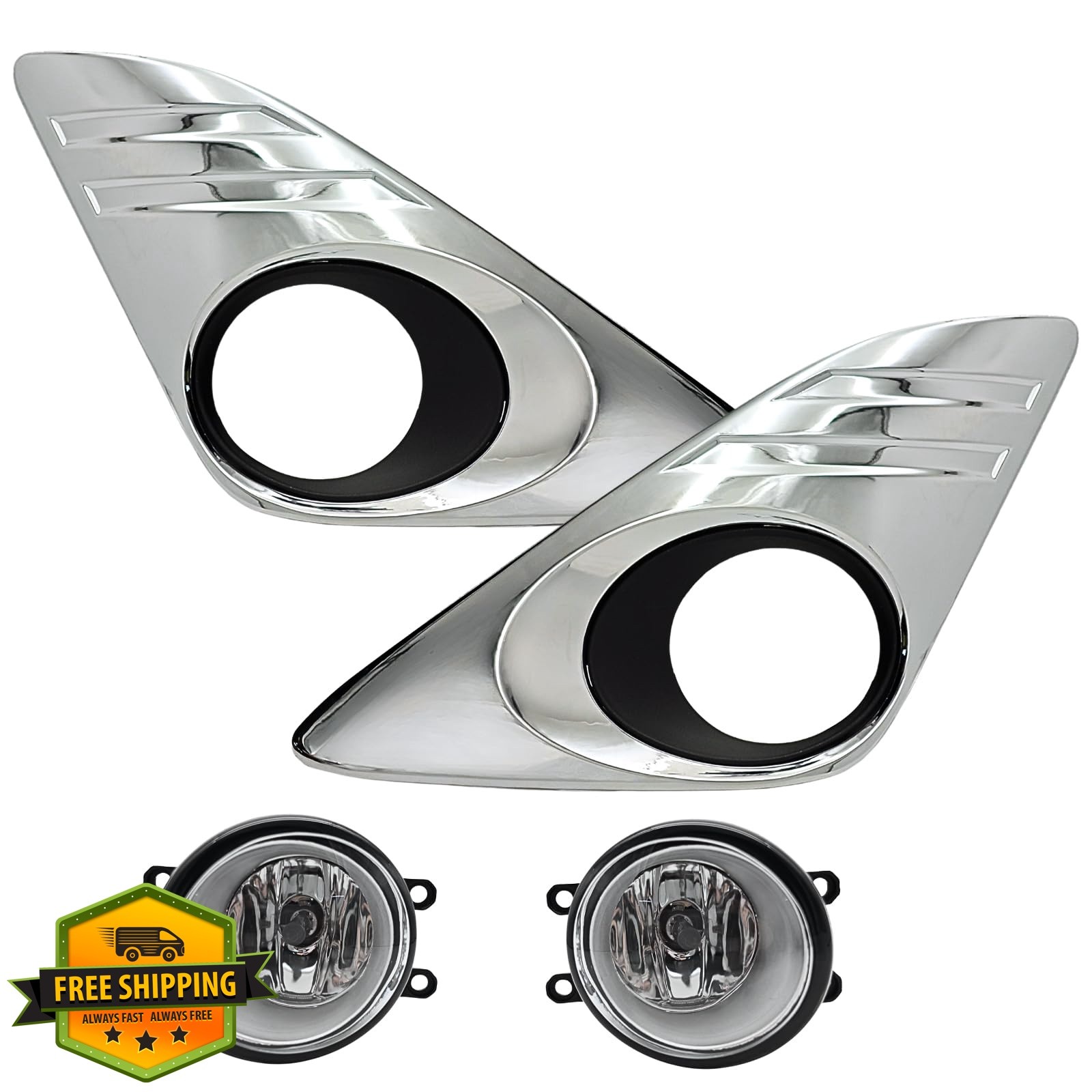 Nioboee 12-14 Camry Fog Lights Halogen Chrome Bezel