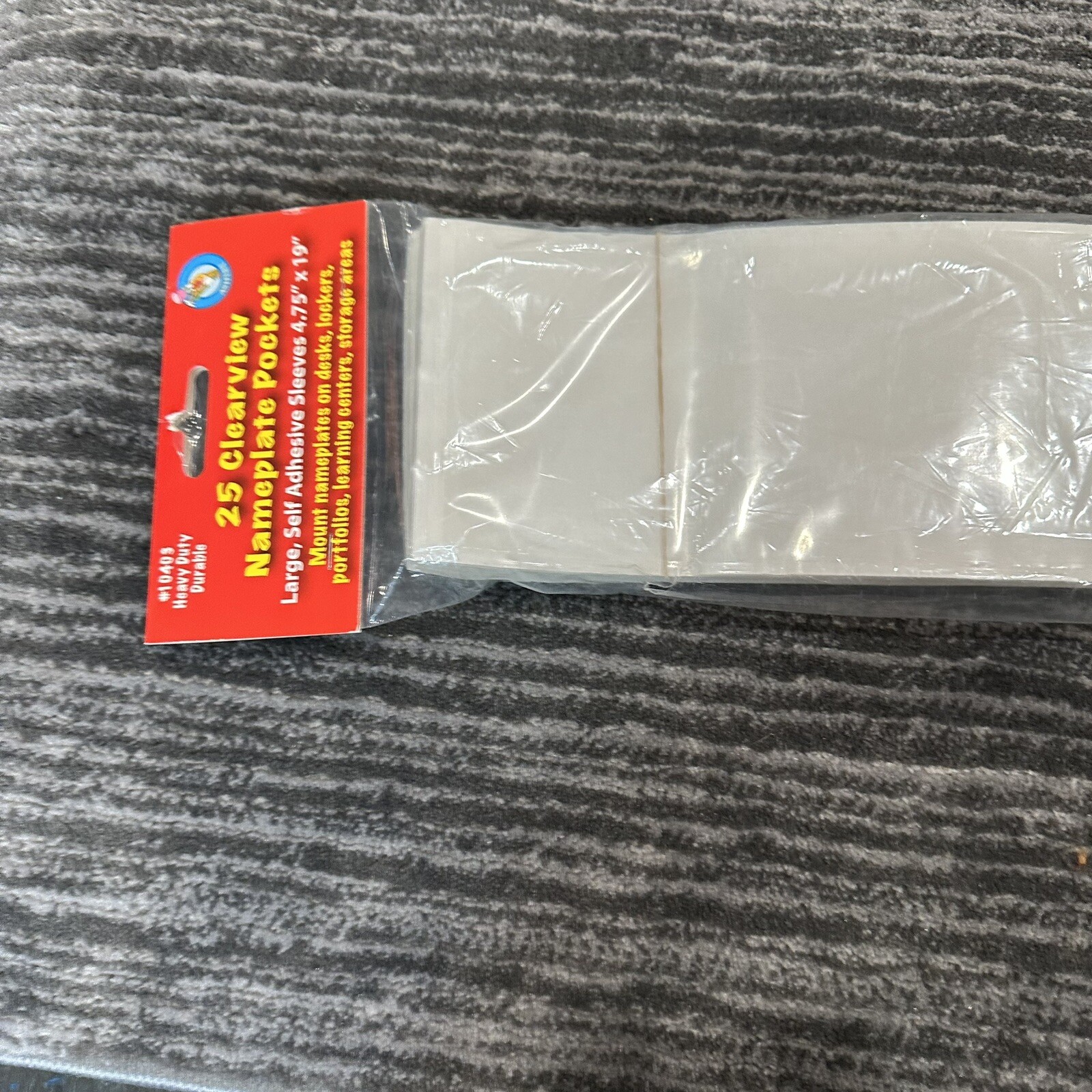 Name Plate Pockets Clear View Large Self-Adhesive 4.75x19in Pack Of 25 New
