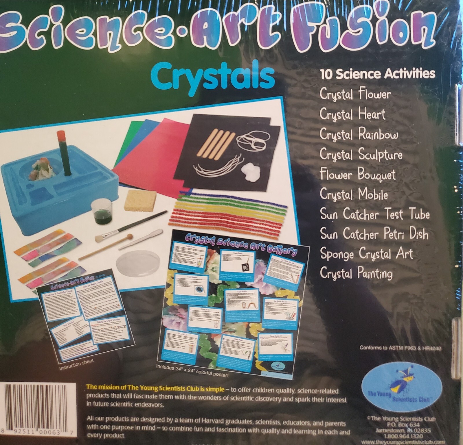 Young Scientists Club Science- Art Fusion Crystals Kit New