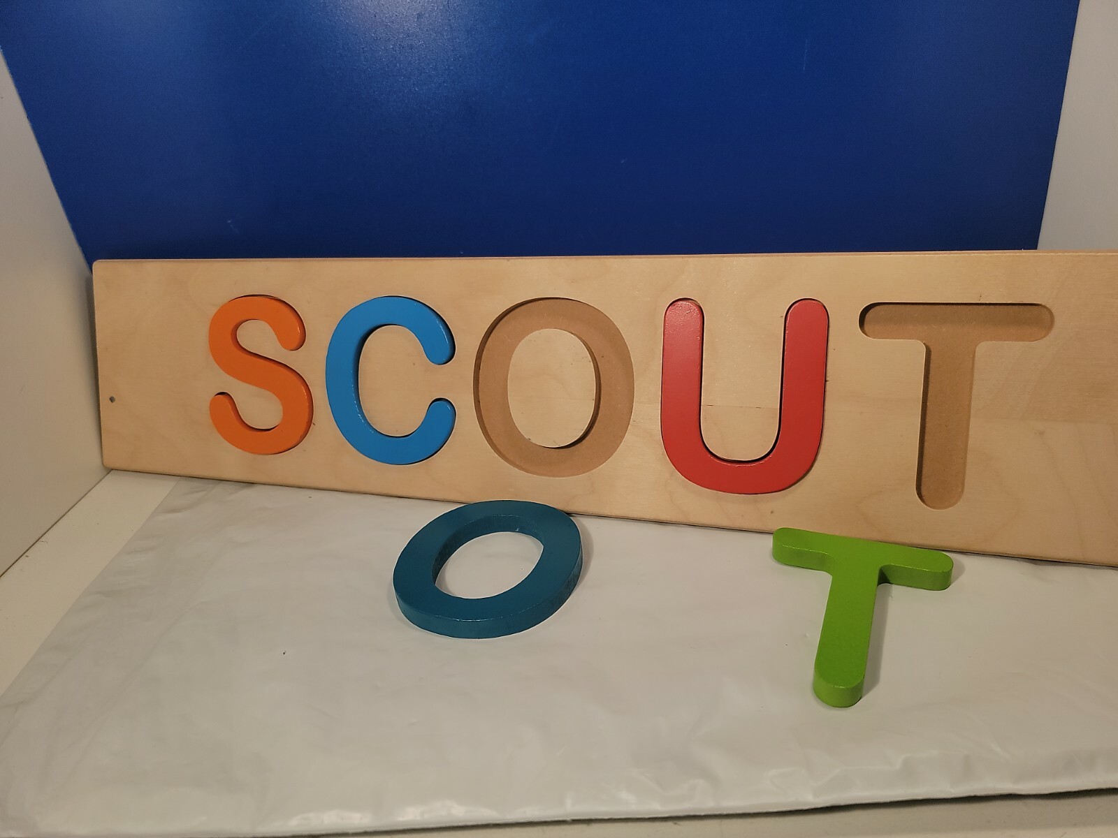 SCOUT Personalized Wooden Child Name Letter Puzzle by FAT BRAIN TOYS