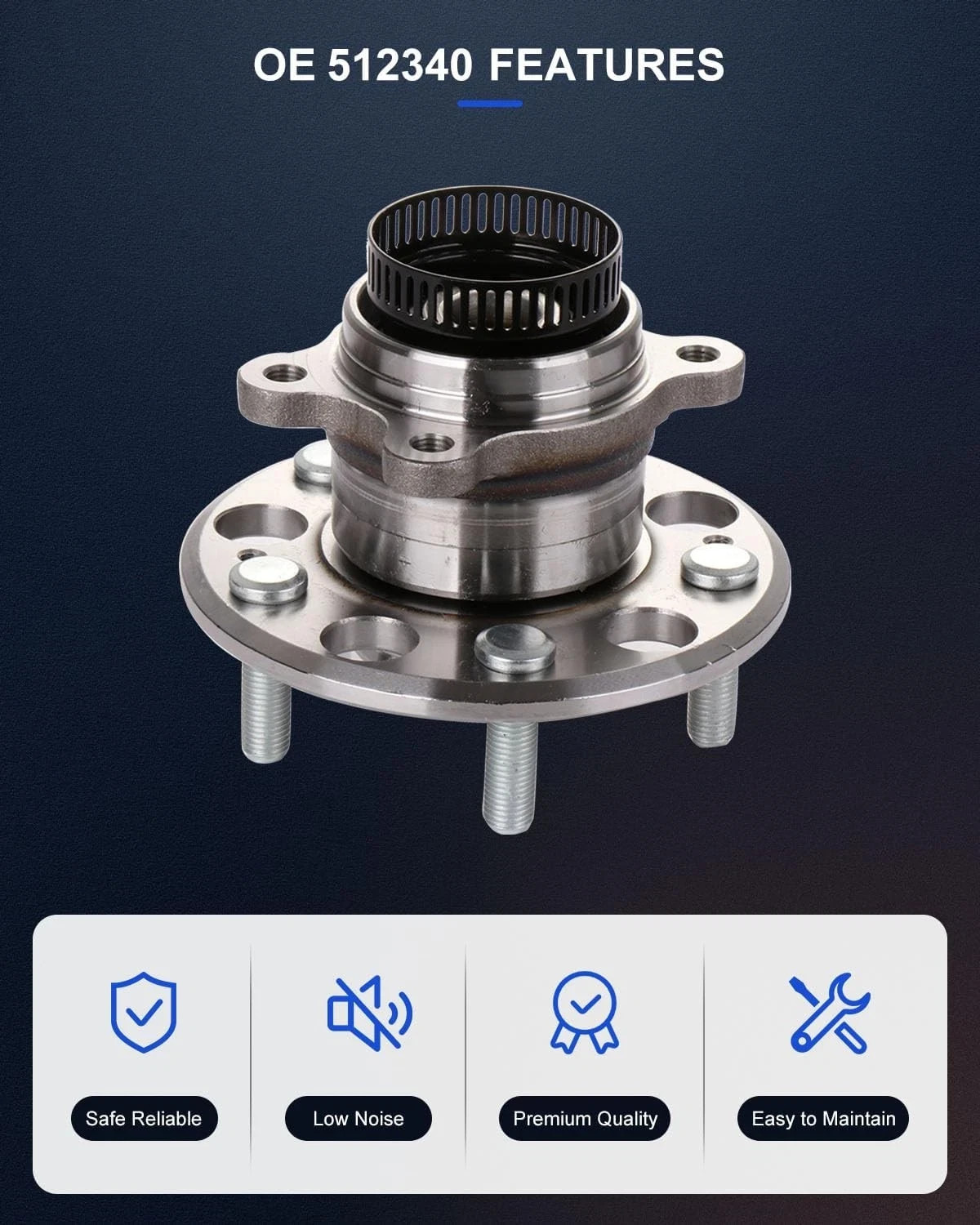 ECCPP Wheel Hub and Bearing Assembly Rear 512340 fit for Hyundai Elantra