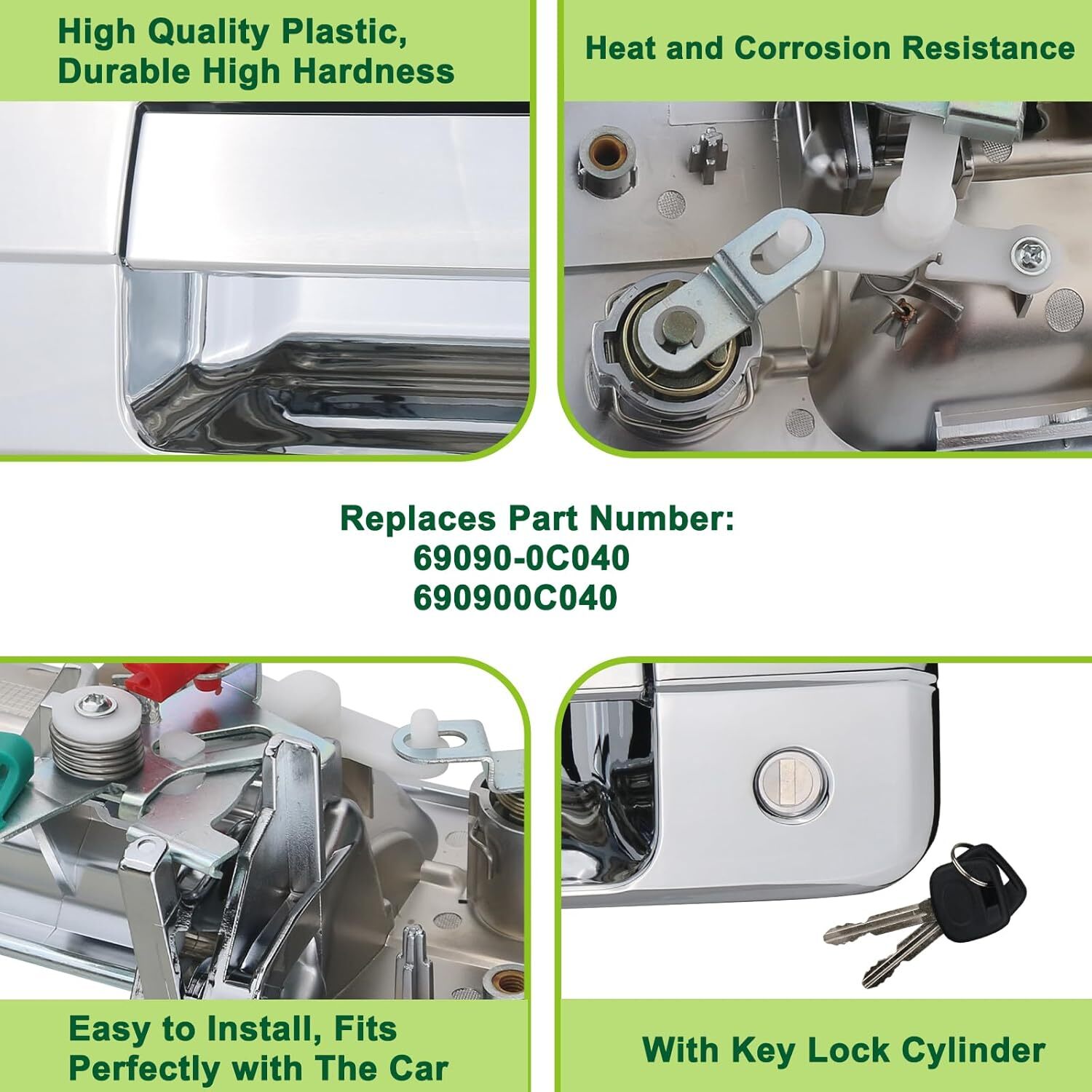 Chrome Tailgate Handle Liftgate Latch Handle with Key Lock Cylinder fit for