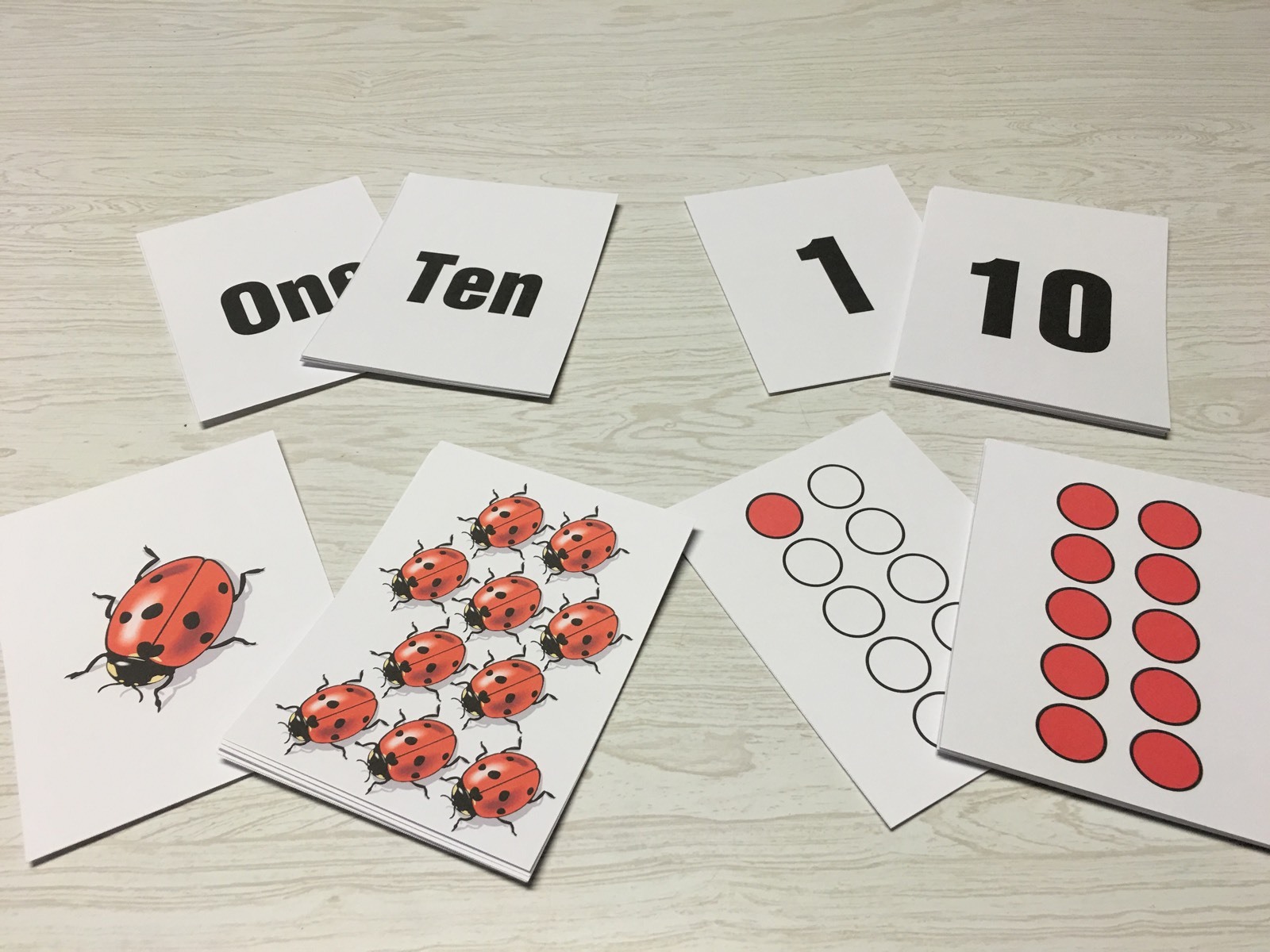 Ladybug Numbers 4 ways – Math -Laminated Cards Set Counting. 1-10