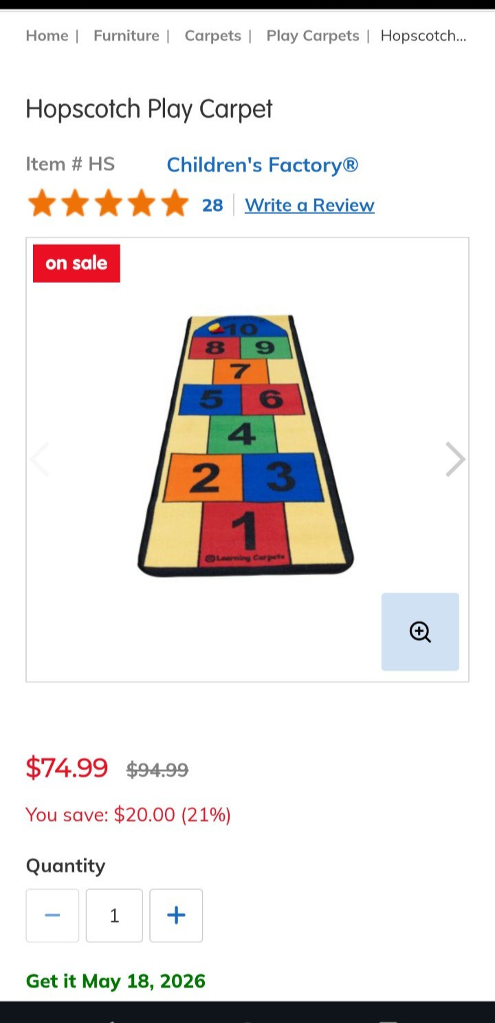 Hopscotch Rug Game Multi Color Learning Carpet Educational Kids Floor Mat