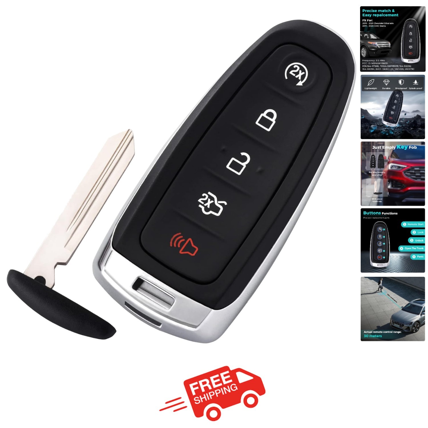 HelloAuto Key Fob for Ford Flex Explorer Escape 2013-2017, Keyfob
