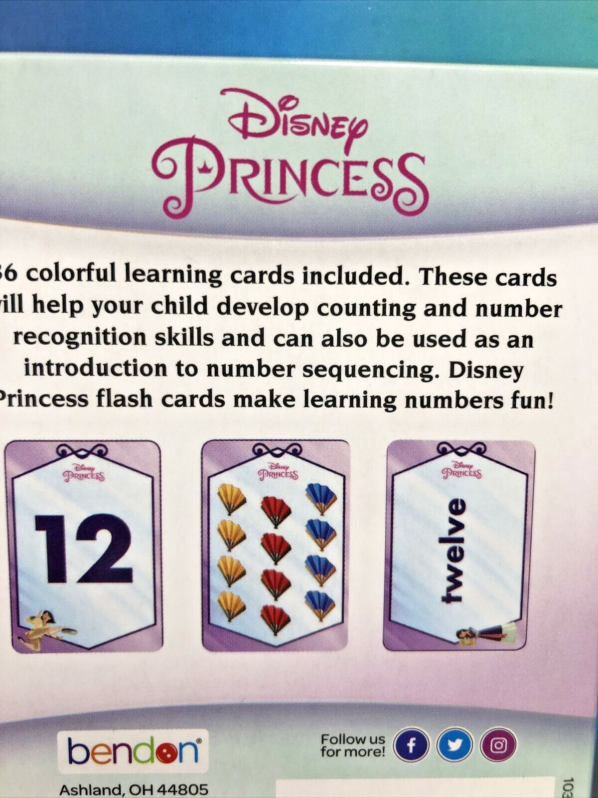 Lot of 3 Disney Princess Learning Flash Cards, Addition, Subtraction, Numbers &
