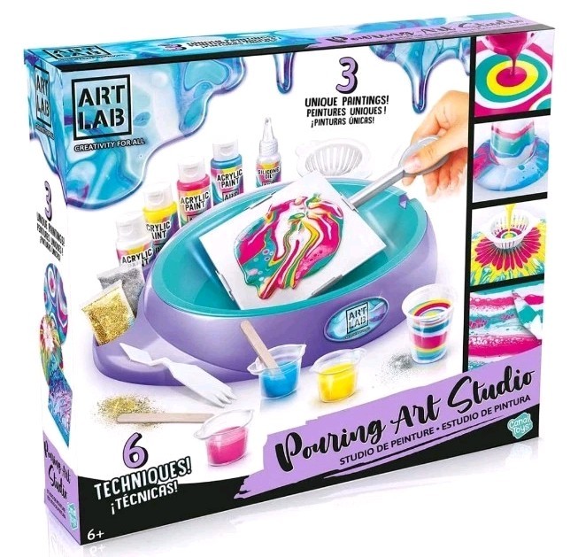 Art Lab Pouring Art Studio 3 Unique Paintings Creative Fun Activity For Aged 6+
