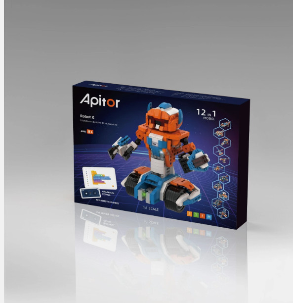 Apitor Robot X, 12 in 1 Educational Building Blcok Kit 1:1 Scale STEM Toy App