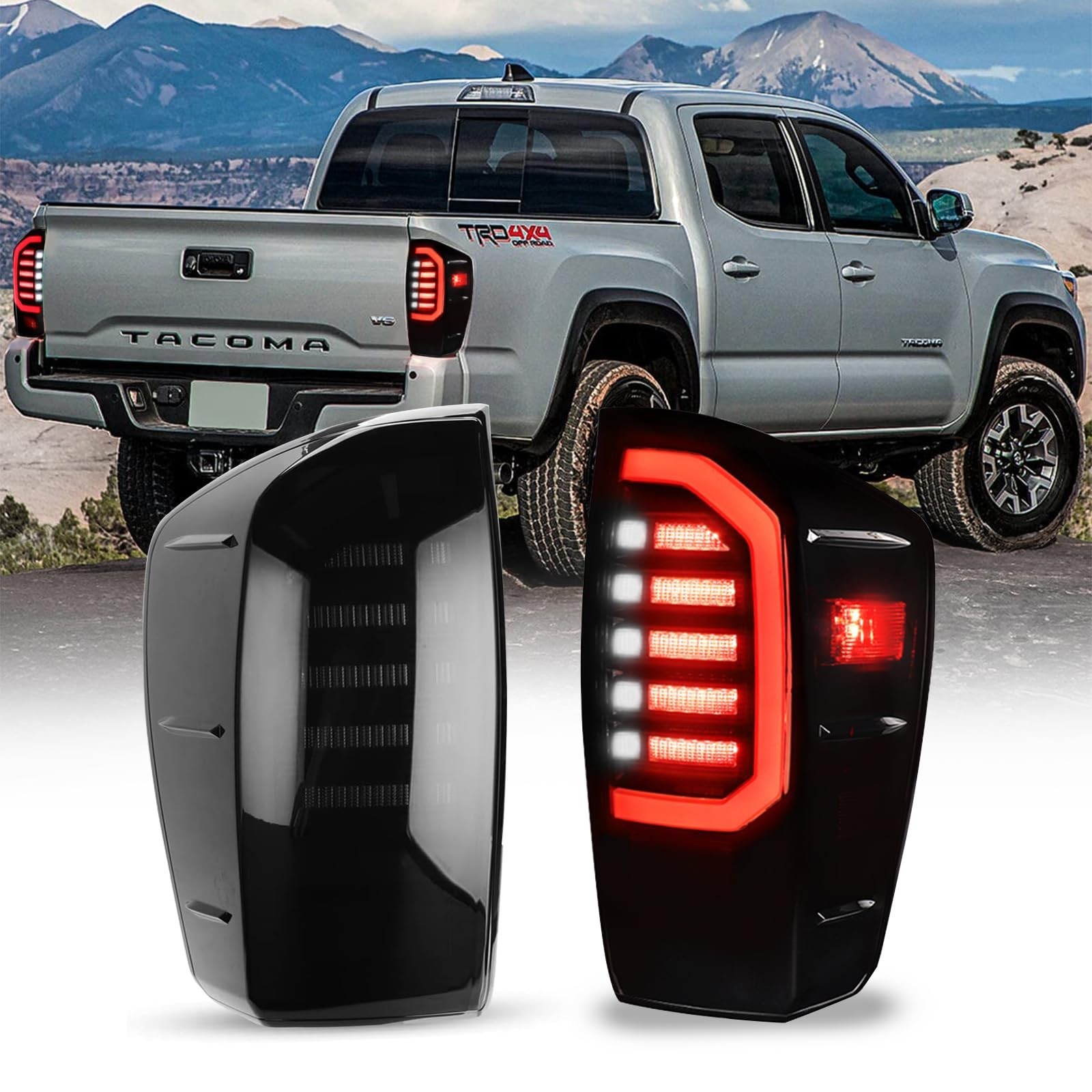 LED Tail Lights Assembly for 16-23 Toyota Tacoma, Black Housing Smoked Lens, …
