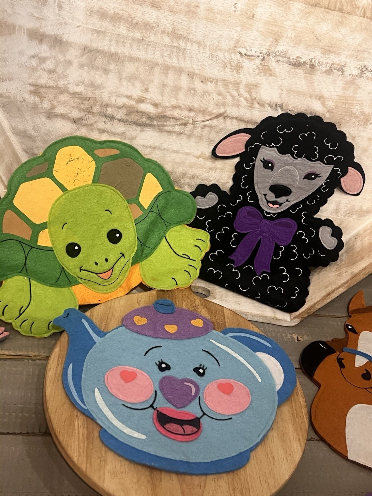 10″Hand Puppets- Felt, Flat lot 10 Teacher Story time or children’s activity