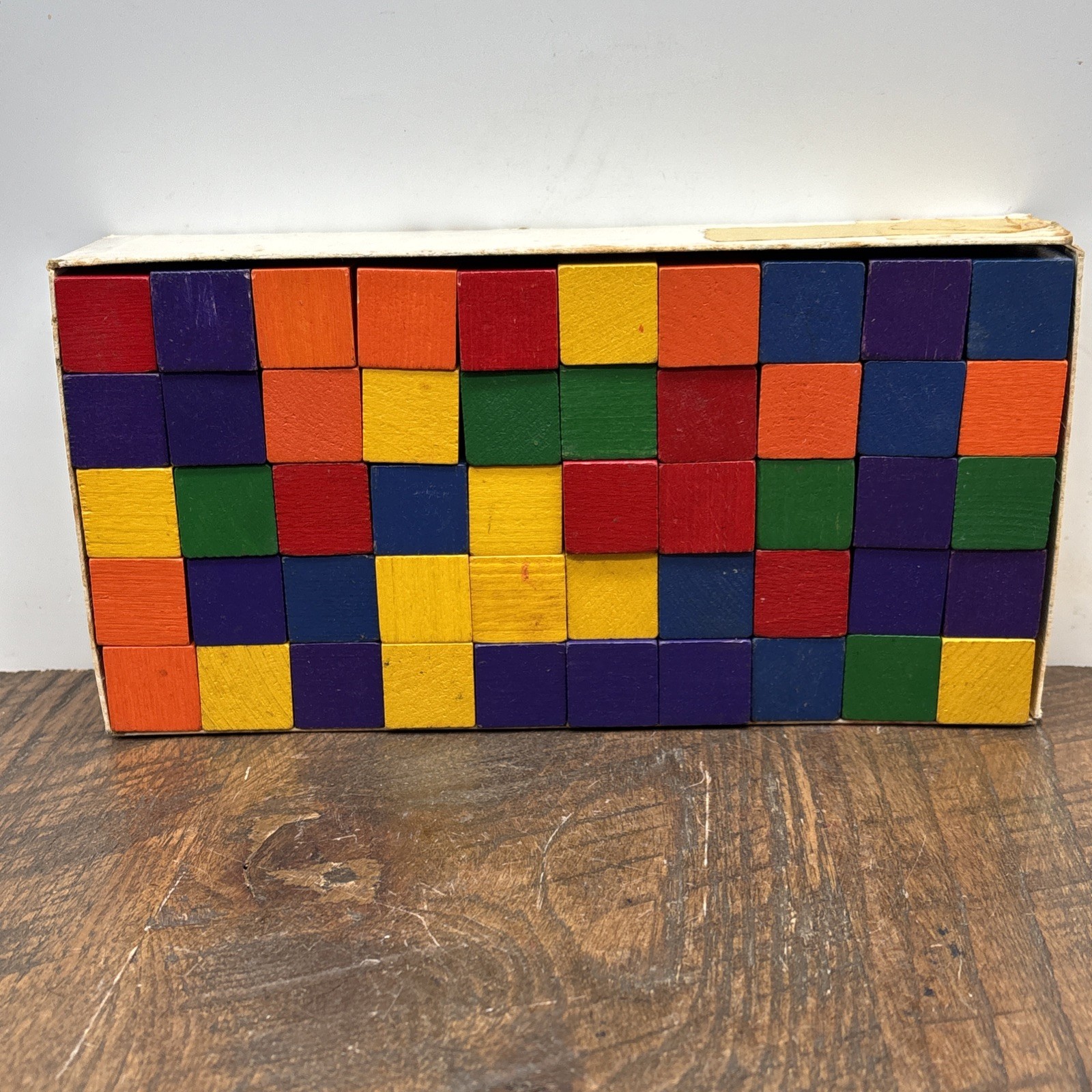 Vintage 1977 Milton Bradley Cubical Counting 1″ Blocks 100 Multicolored Kidcore