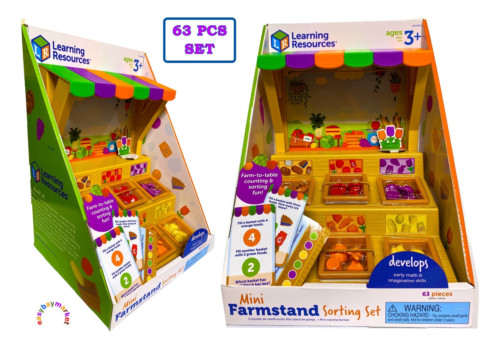 Learning Resources Mini Farmstand Sorting Set 63Pcs Educational Colorful Fun Toy