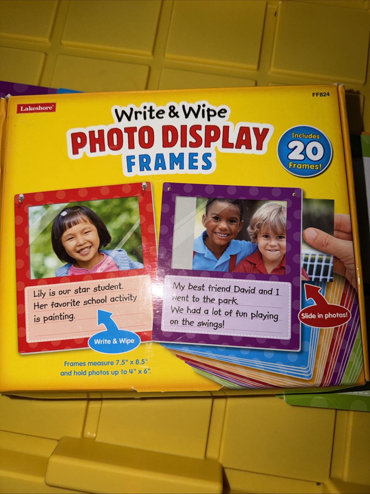 Lakeshore Write & Wipe Photo Display Frames 7.5×8.5 Holds 4×6 Photos Set Of 20 N
