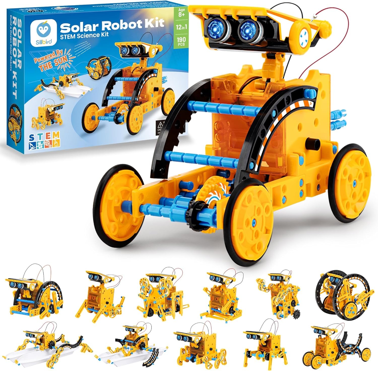 Solar Robot Building Kit – 12-in-1 STEM Toy for Kids Age 8-13, 190 Pieces