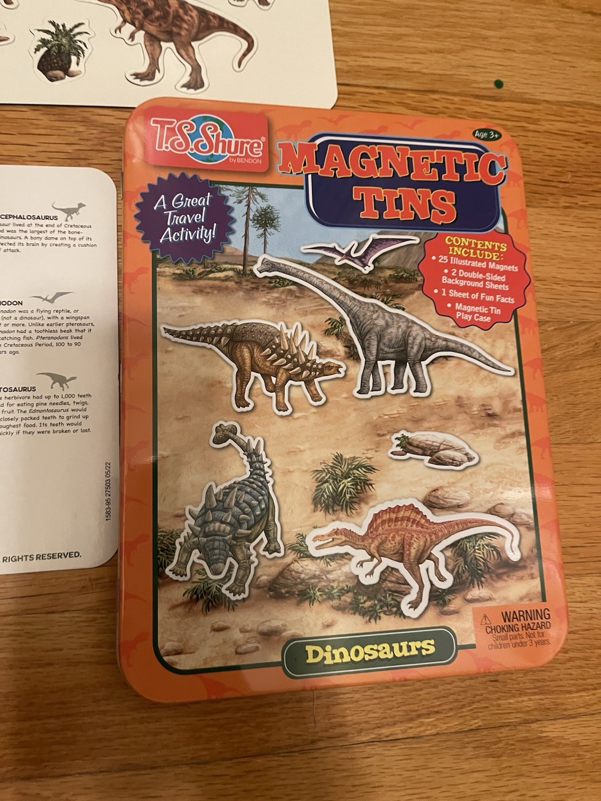 T.S Shure Magnetic Tins Dinosaurs New 25 Illustrated Magnets