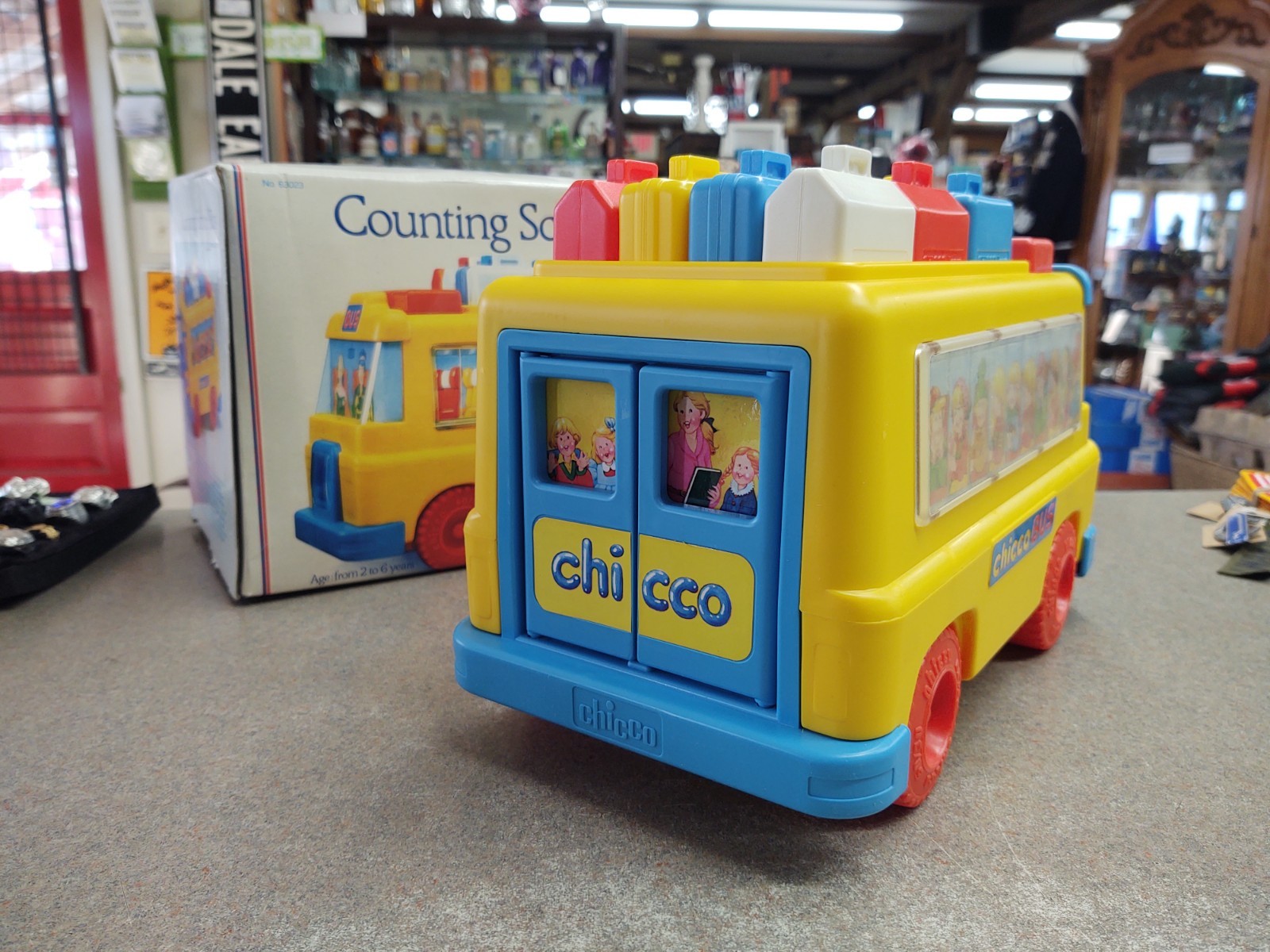 Vintage CHICCO Italy 63023 COUNTING Numbers SCHOOL BUS Complete – Original Box