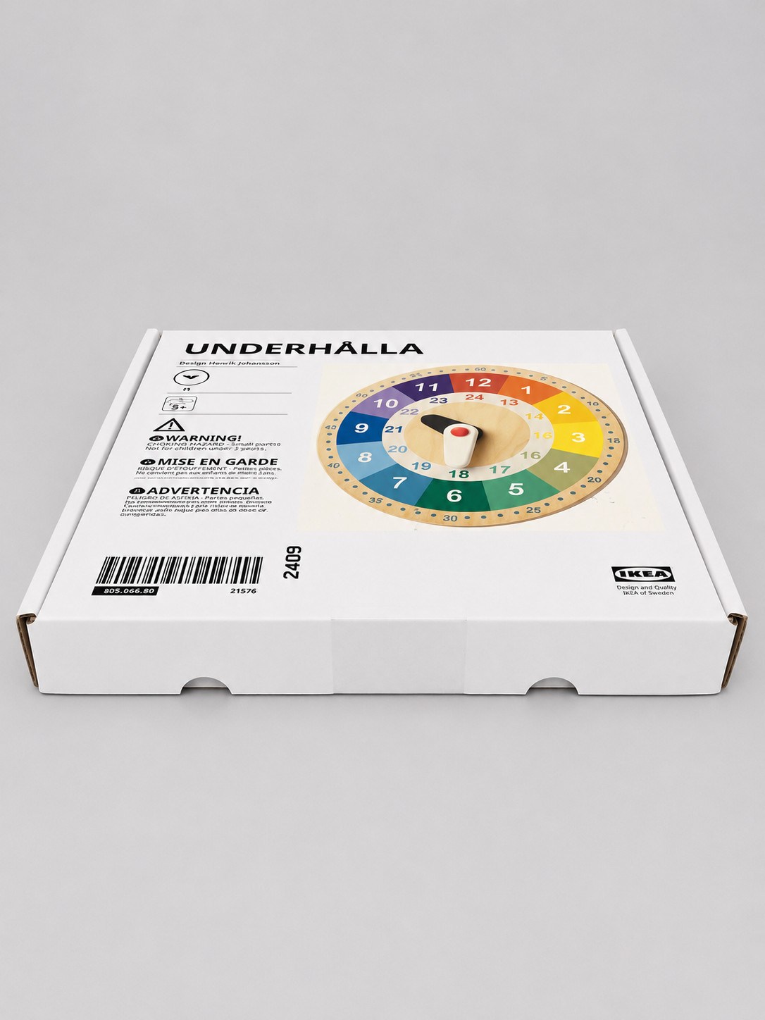 IKEA UNDERHALLA Educational Wooden Clock, Multicolour, 25 cm UNDERHÅLLA NEW