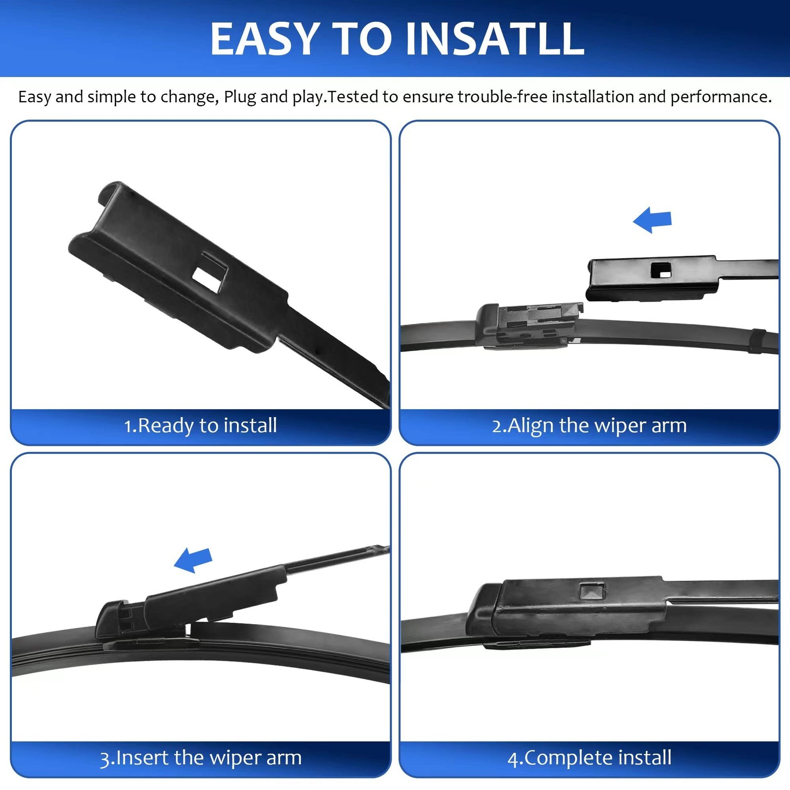 Windshield Wipers 24″+20″（Top Lock 16mm,Set of 2) replacement for Audi A4