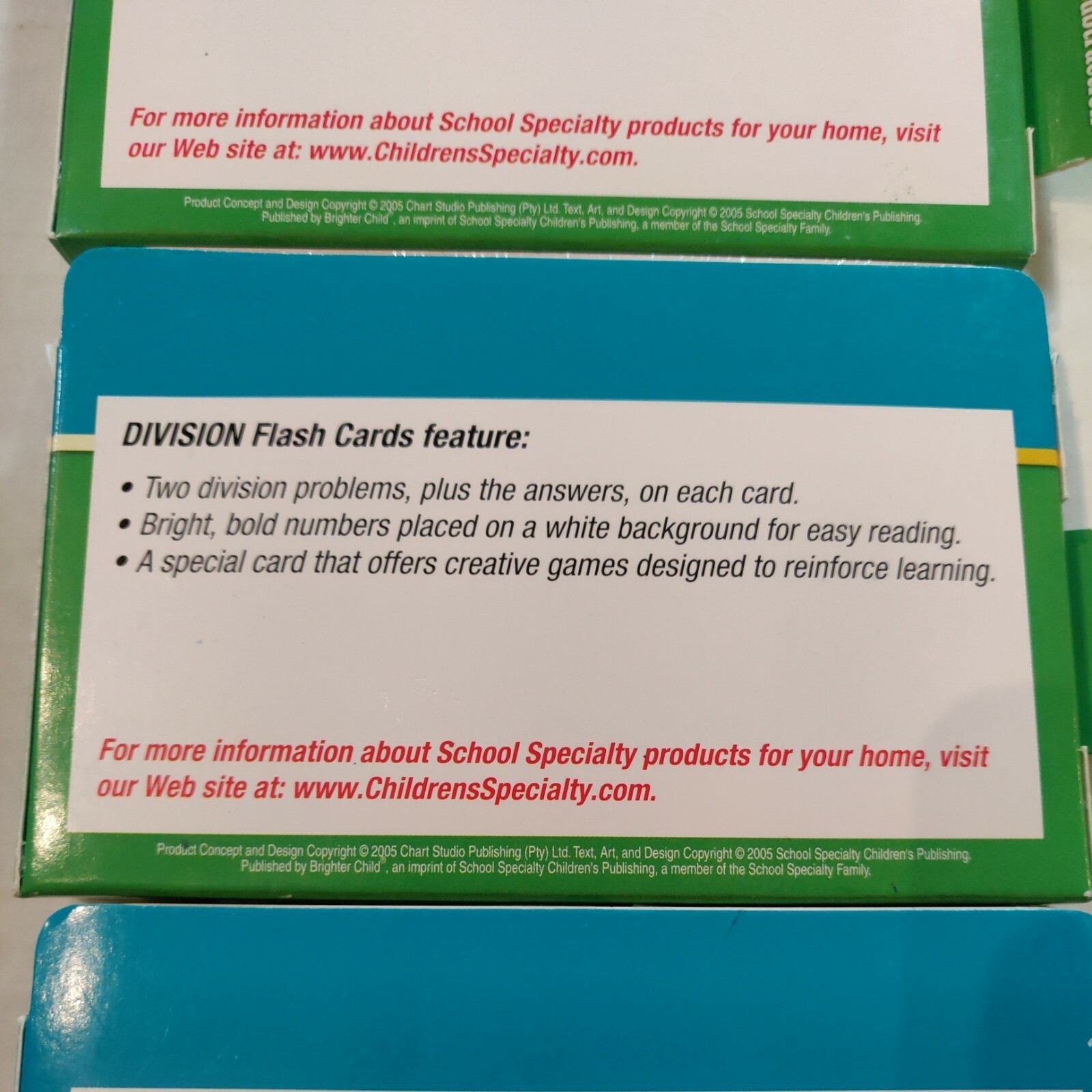 3 Brighter Child ‘Math, Time & Money’ Flash Card Sets Subtraction/Division/Time