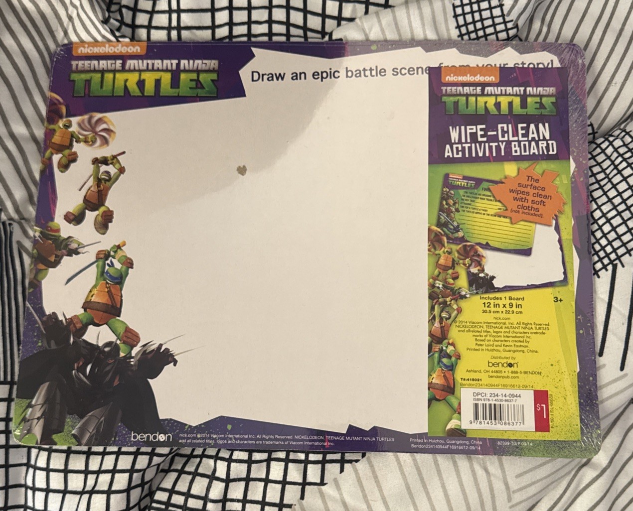 TEENAGE MUTANT NINJA TURTLES WIPE-CLEAN ACTIVITY BOARD DRY ERASE NEW KIDS FUN!