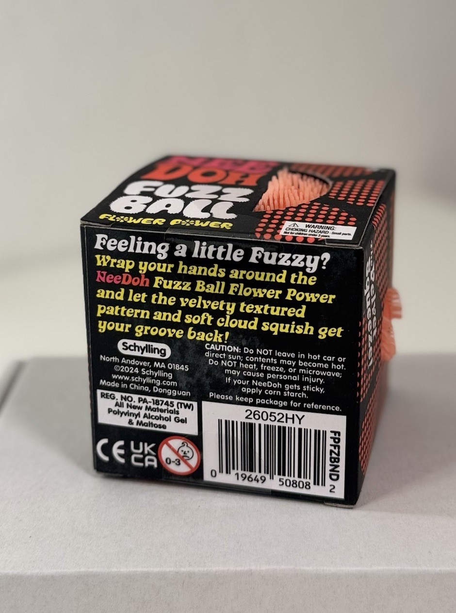 Schylling NeeDoh Fuzz Ball Flower Power Velvet Squeeze AUTHENTIC Orange Edition