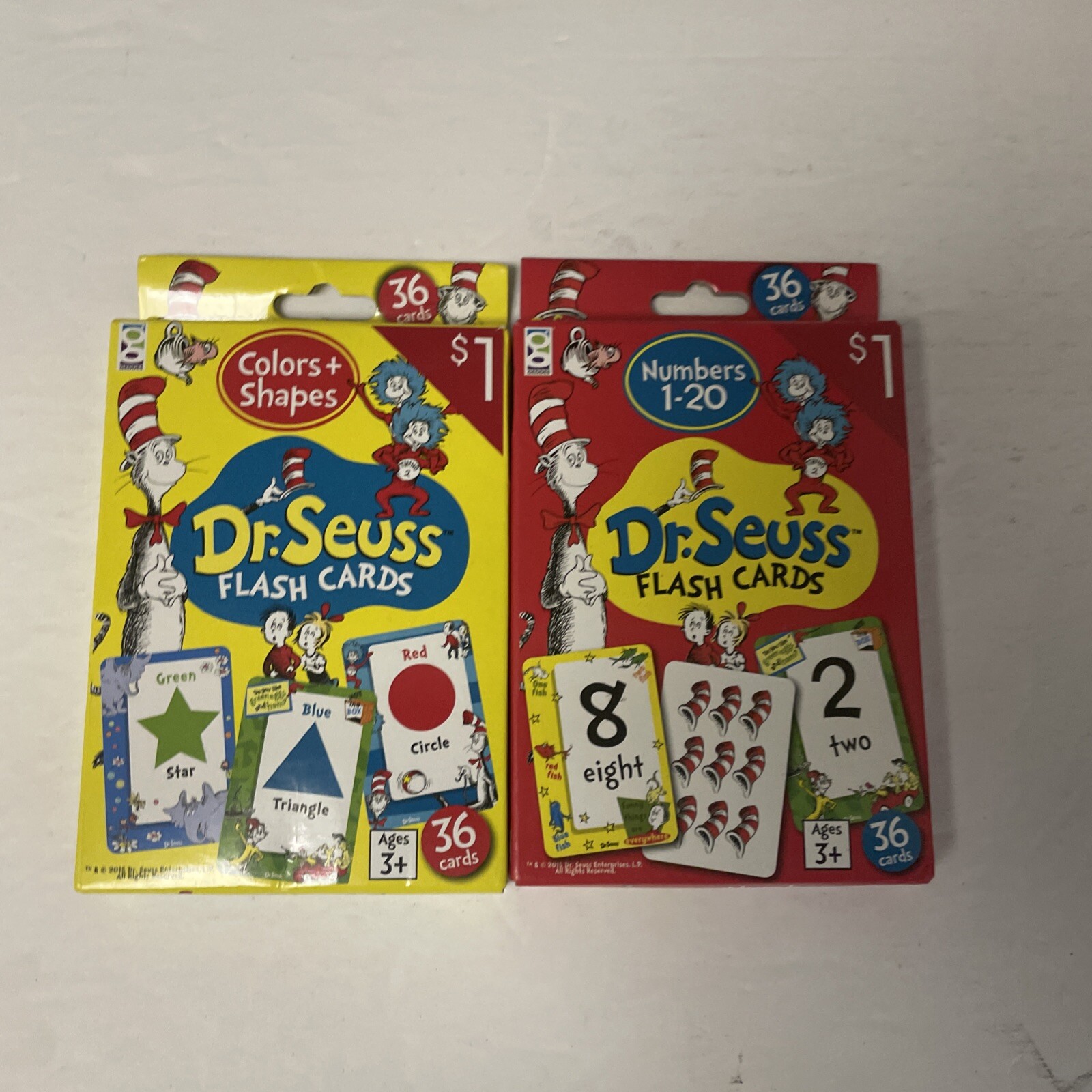 Dr. Seuss Flash Cards Colors And Shapes & Numbers 1-20 Each Has 36 Cards