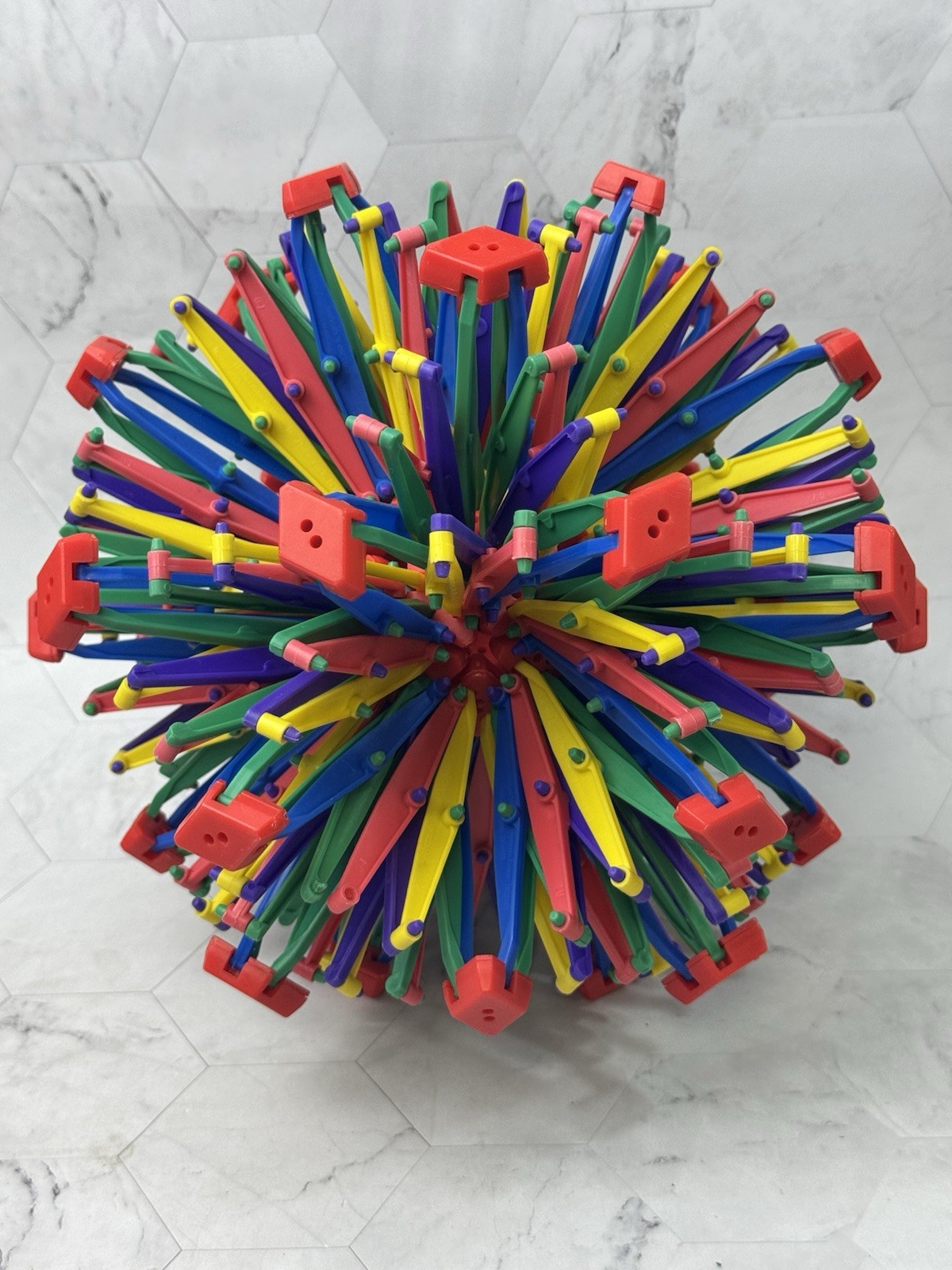 Vintage 90’s Charles Hoberman Expandable Sphere 10″ to 30” Toy Ball Retro Colors