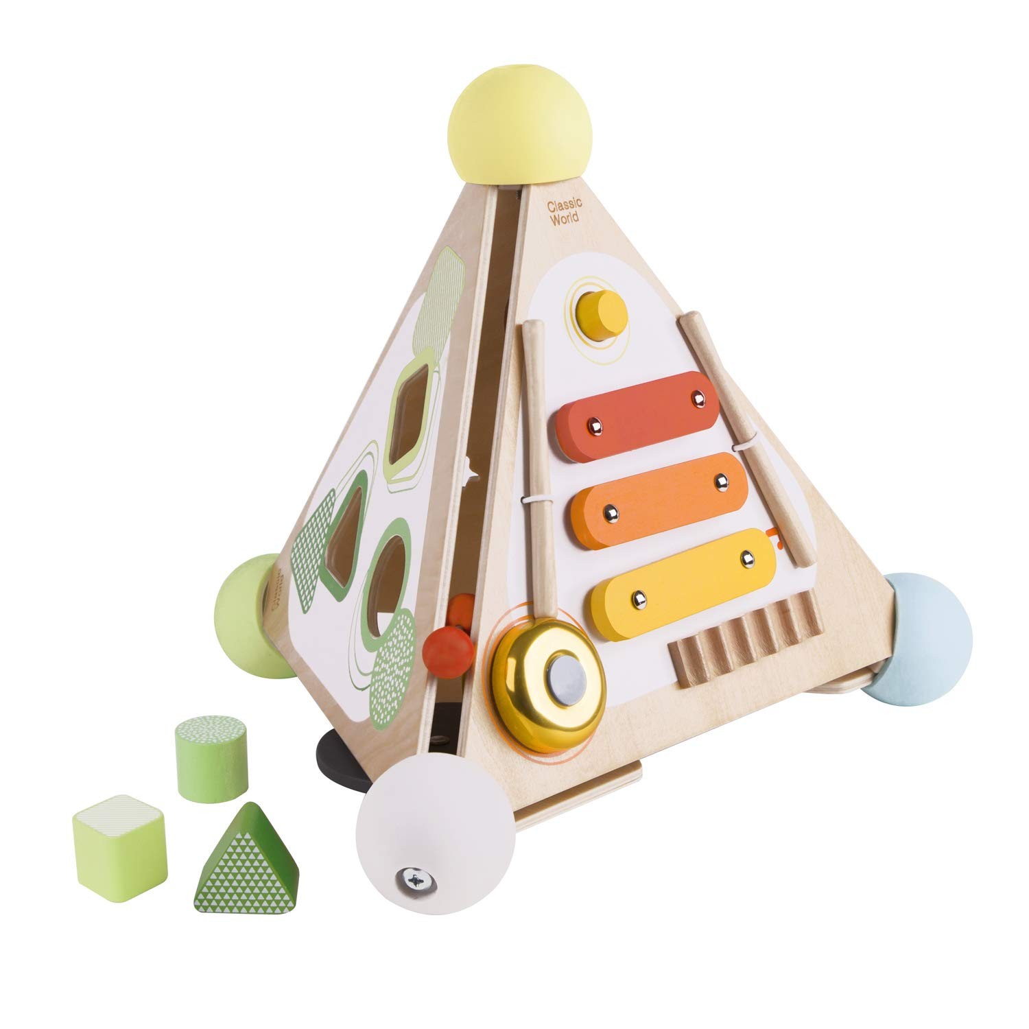 Classic World Wooden Pyramid Activity Box, Educational Activity Cube, Baby Multi