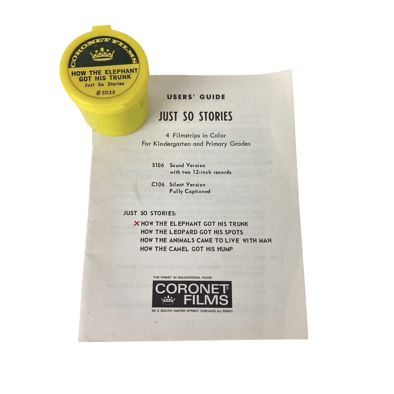 Coronet Films Filmstrip #5025 How The Elephant Got His Trunk Plus User Guide