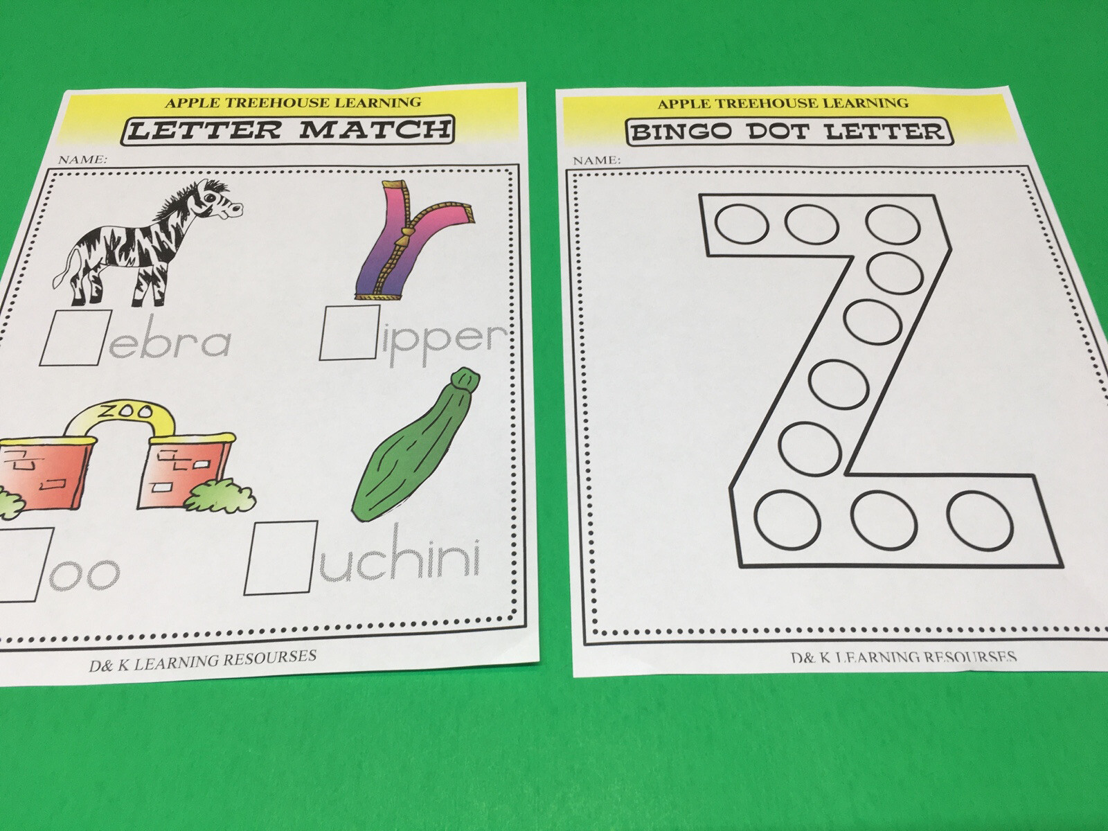 Letter Zz – Apple Treehouse Worksheets – Preschool Teaching supplies 20pgs
