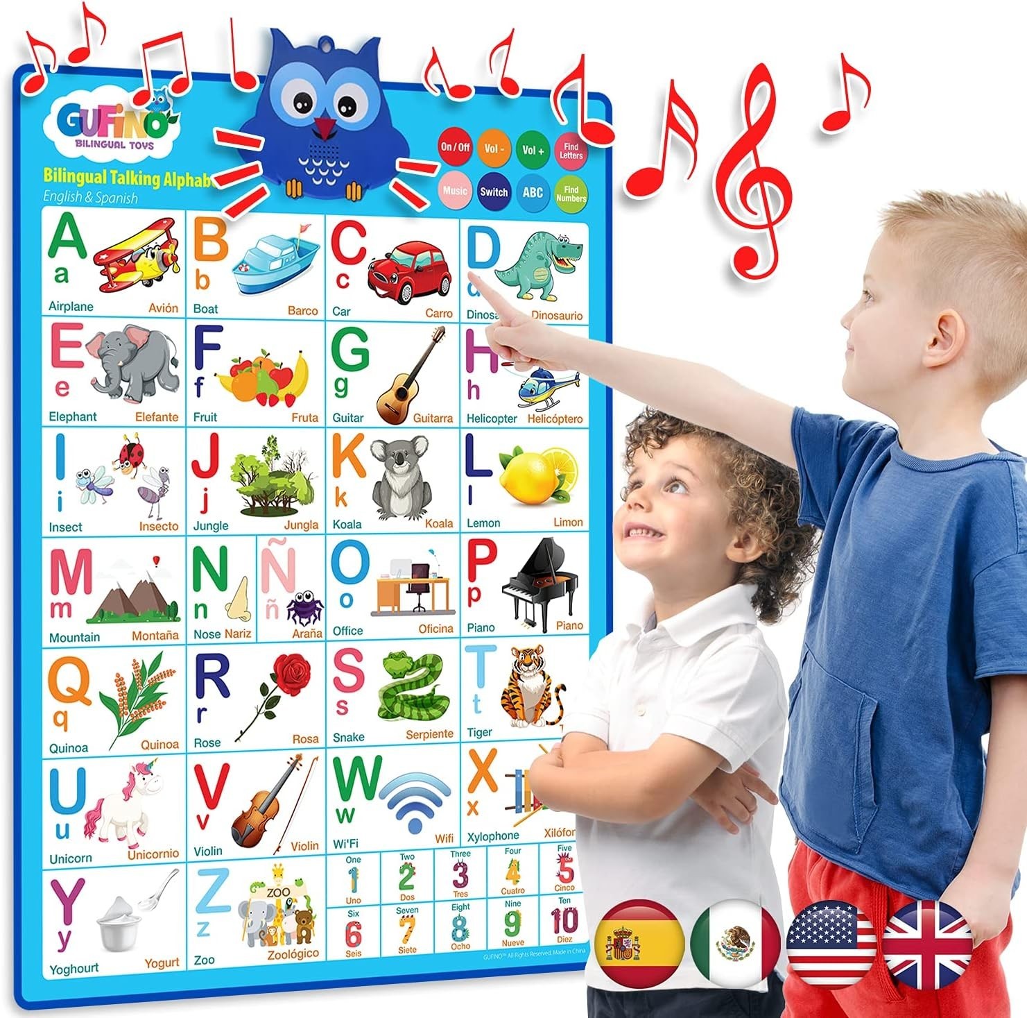 Toddler Bilingual ABC Learning Chart with Touch Buttons – Fun and Engaging