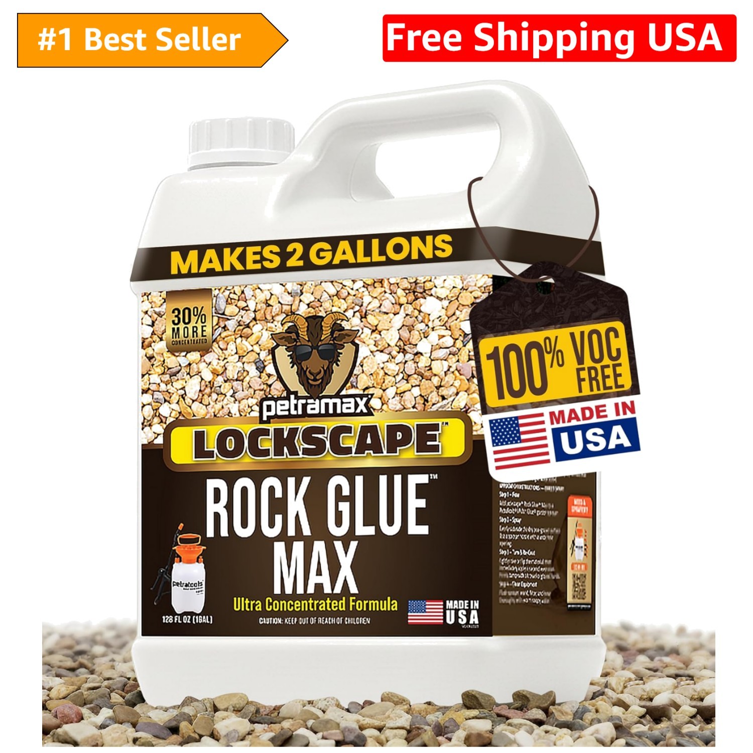 Max Rock Glue for Landscaping, 1 Gallon – Wide Coverage & Pet Safe Mulch Glue…