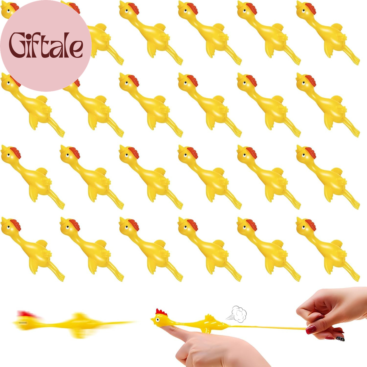 Finger Slingshot Chicken 24Pcs Rubber Popping Chicken Toys, Fun Launching Chick