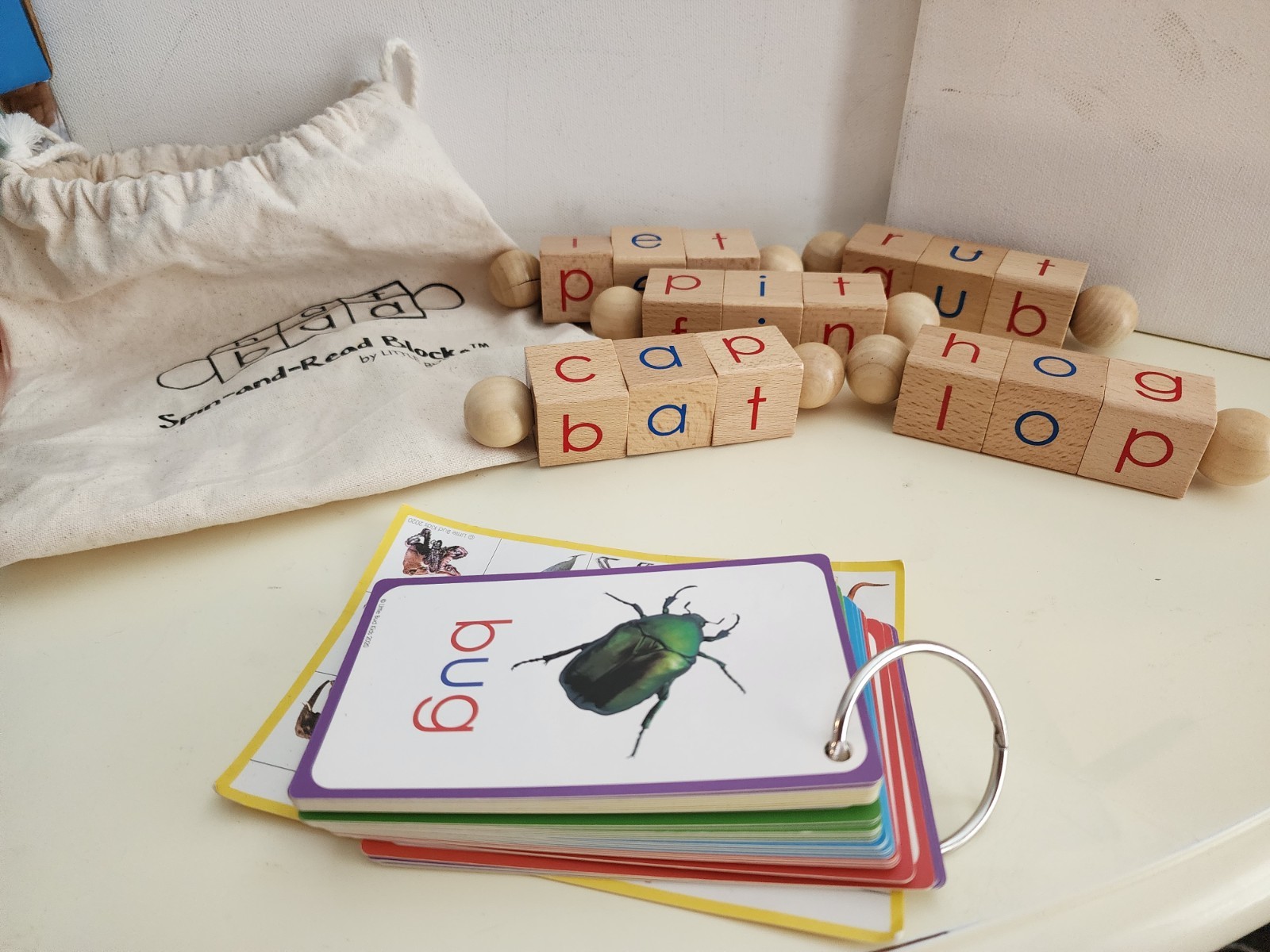 LITTLE BUD KIDS Spin-and-Read Phonetic Reading Blocks Set for New Readers