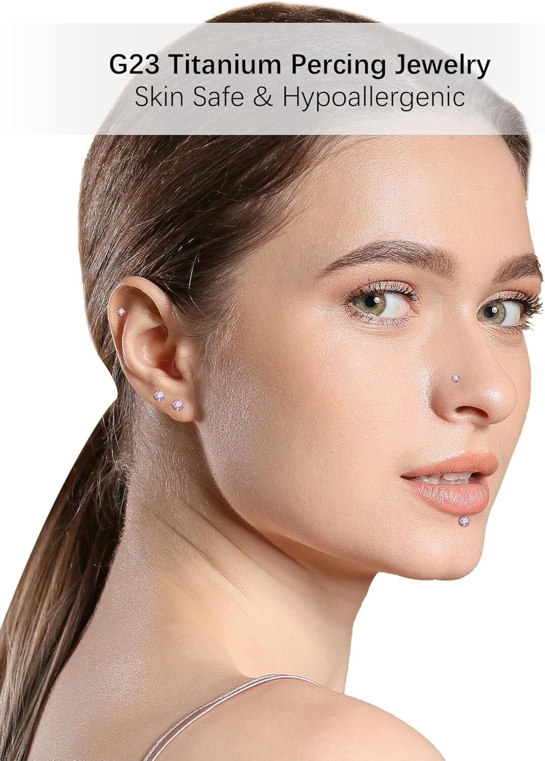 Oveta Titanium Flat Back Studs Earrings for Tragus Cartilage Piercing Jewelry