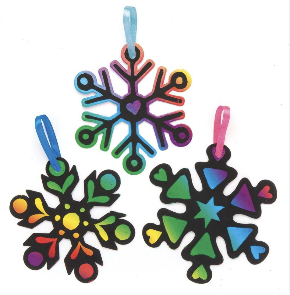 NEW Baker Ross : Craft It! Snowflake Scratch Art Decorations – AR769