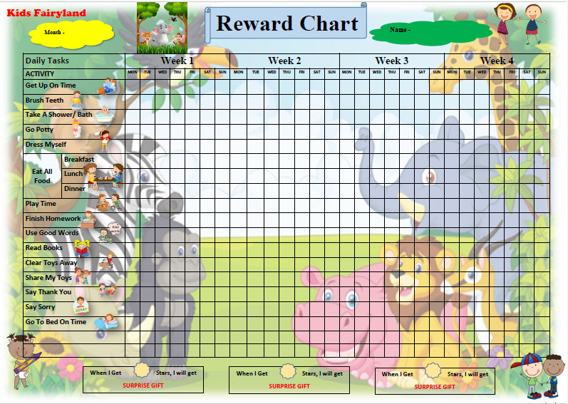 A3 Size Reward Chart Kids for Behavior Chore Charts with Stickers