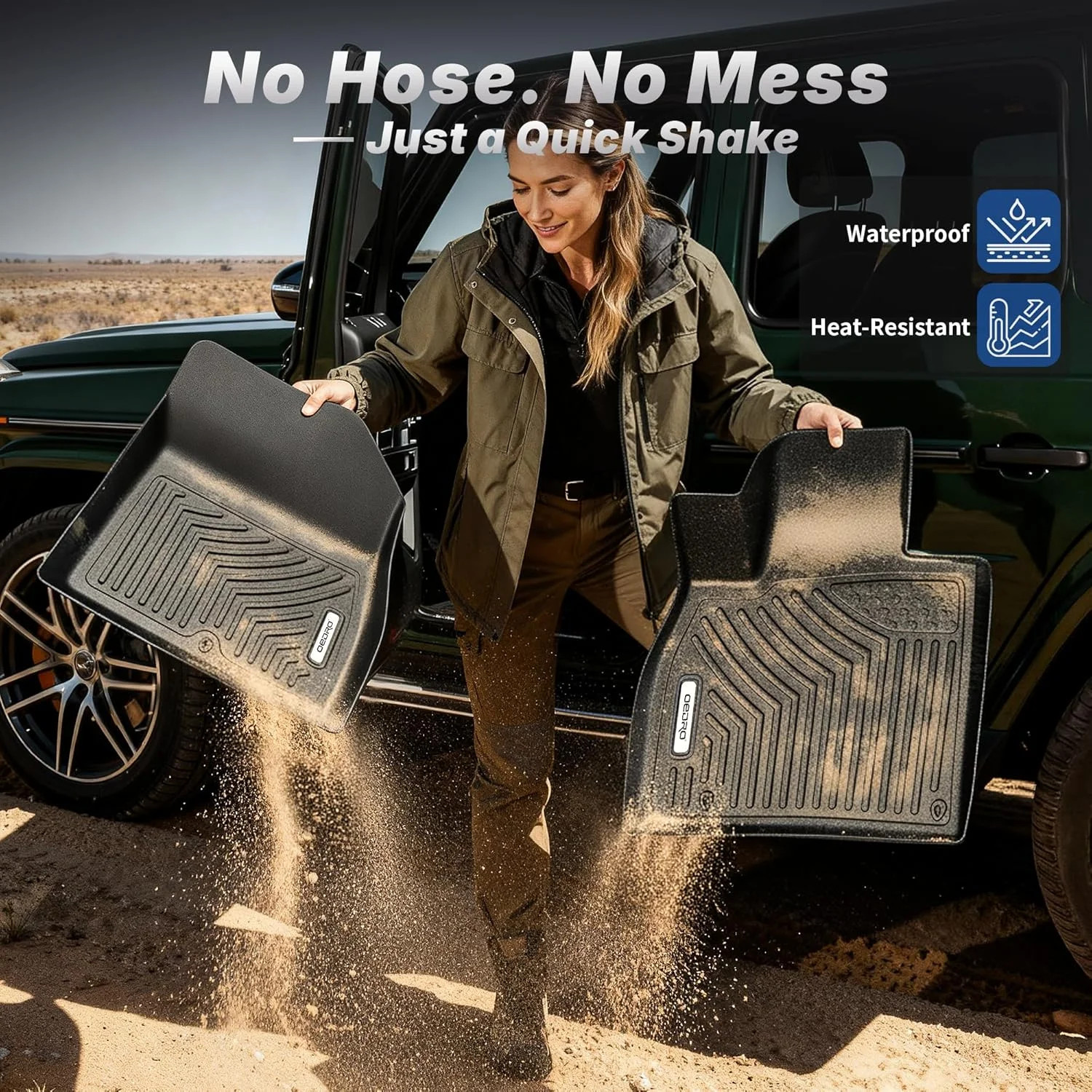 OEDRO Floor Mats Fits for 2014-2018 Chevrolet Silverado/GMC Sierra 1500 Double C