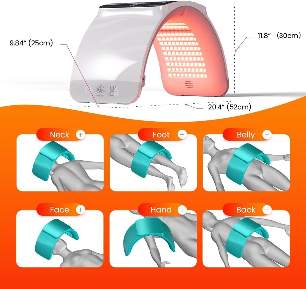 Bestqool LED Mask Photon LED Light Therapy – 6 Colors with Near Infrared Light