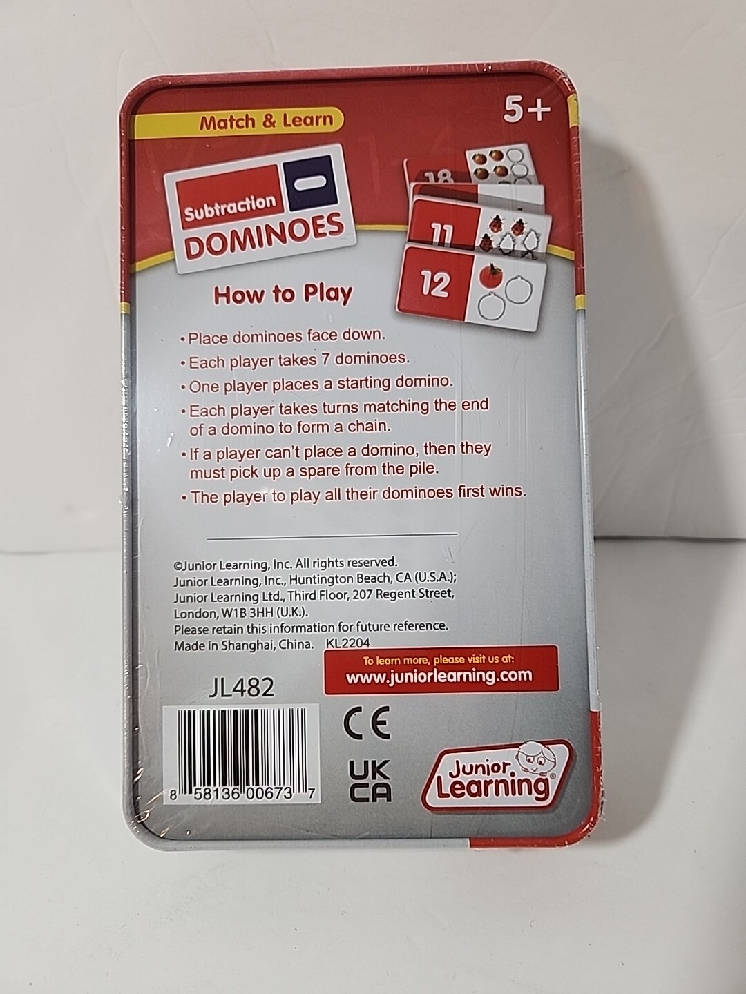 Junior Learning Dominoes Subtraction New In Metal Box