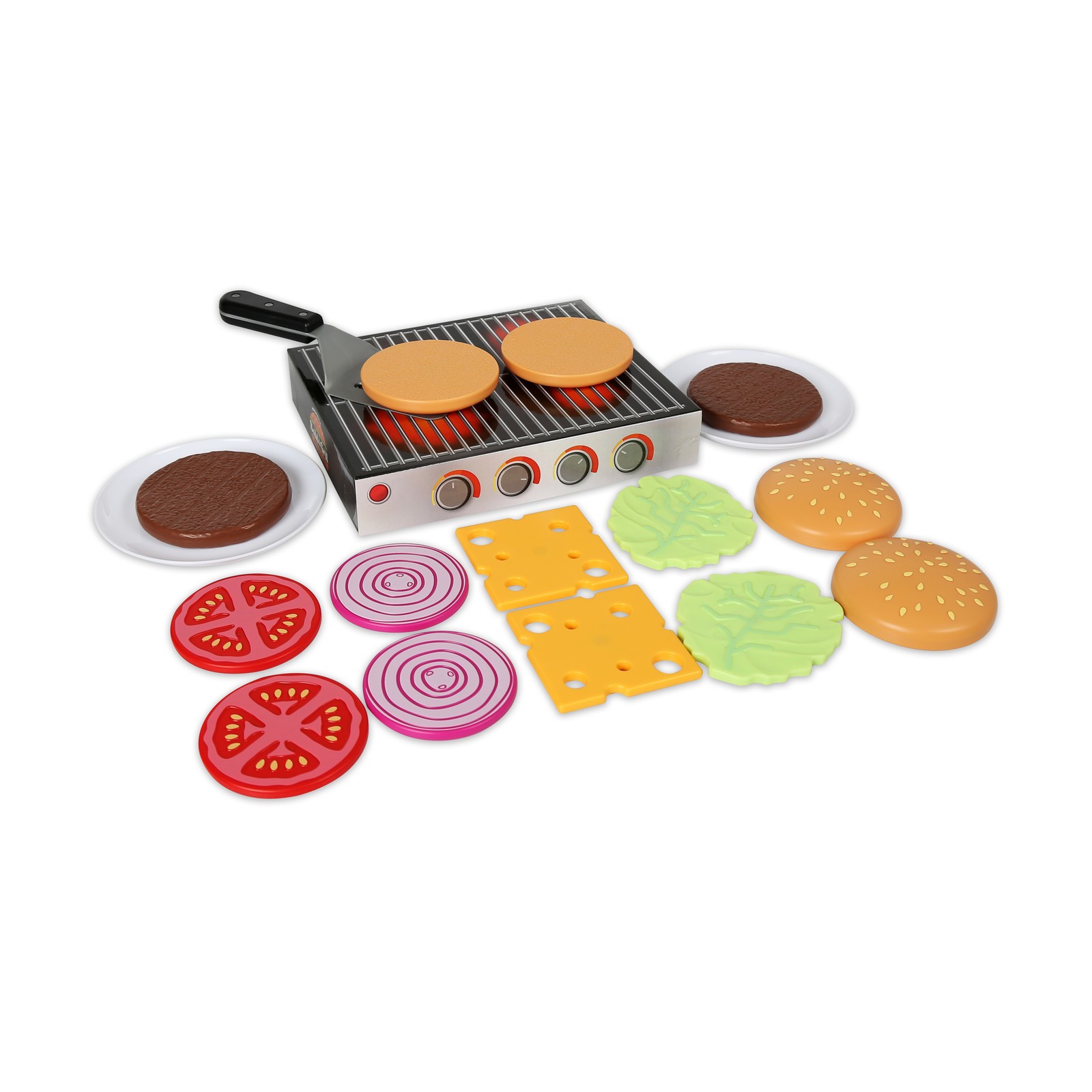 New – Popular Playthings Magnetic Build & Grill Burger Set – Ages 3+