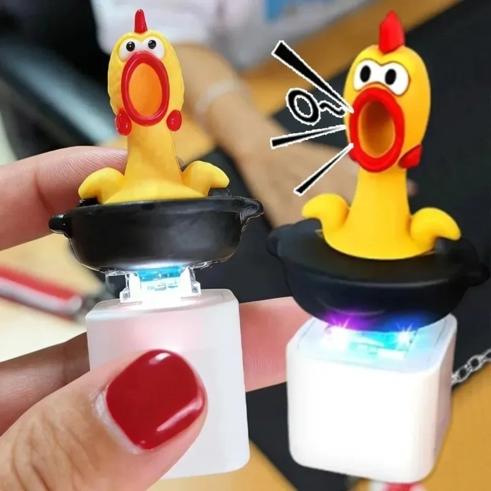 Funny Screaming Chicken Keychain Sound Light Press Button Fidget Toy Gift