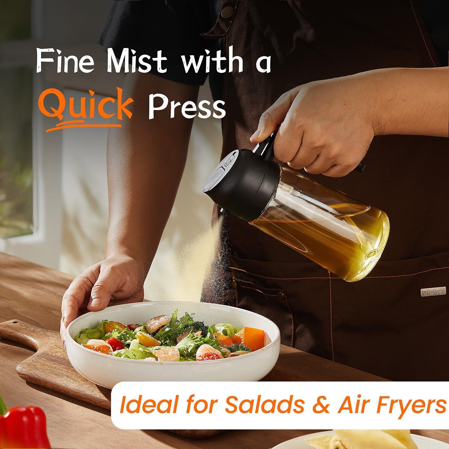 16oz/470ml Glass Olive Oil Sprayer for Cooking,2 in 1 Olive Oil Dispenser,Black