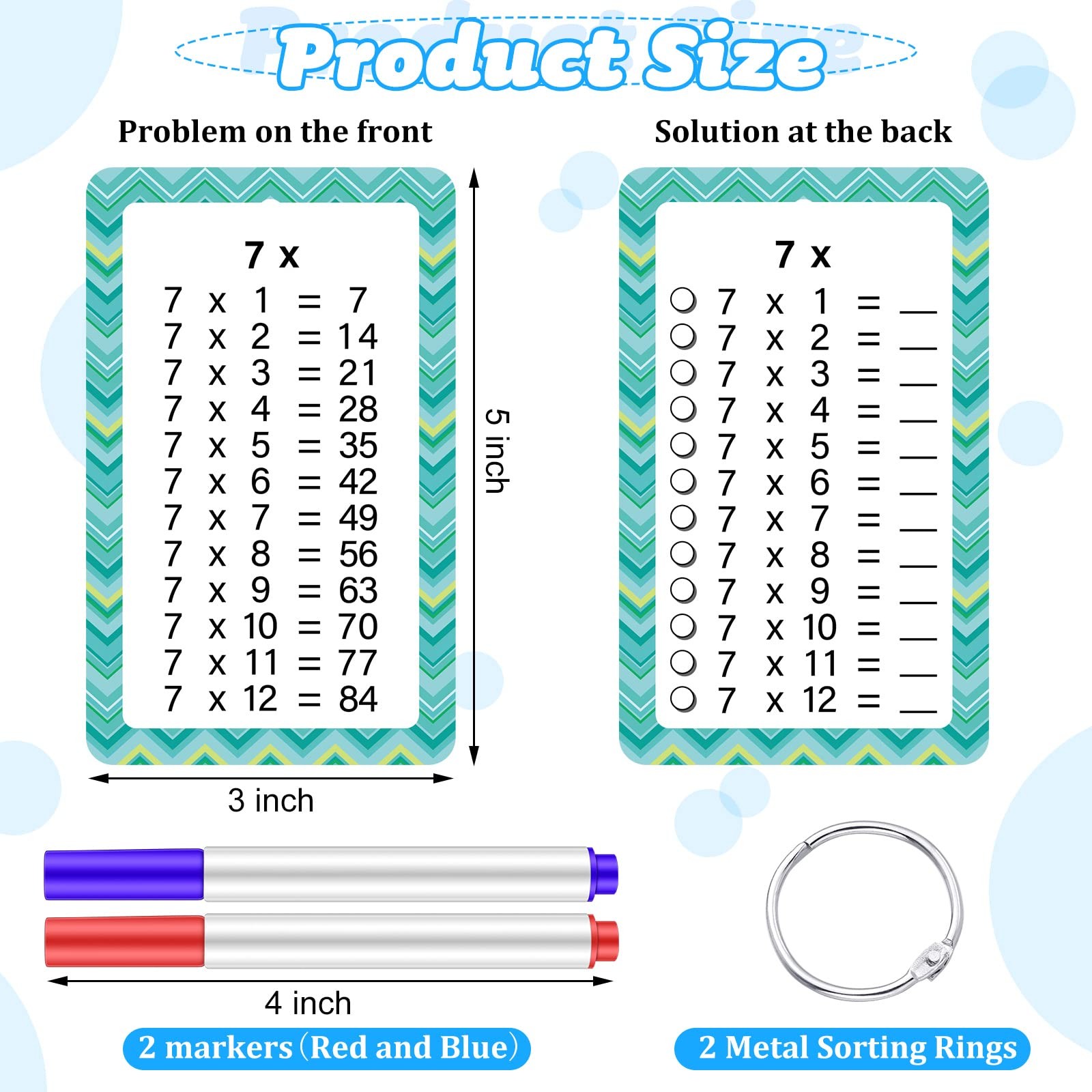 Multiplication Flashcards 0-12 with Dry Erase Markers and Rings Math Educatio…