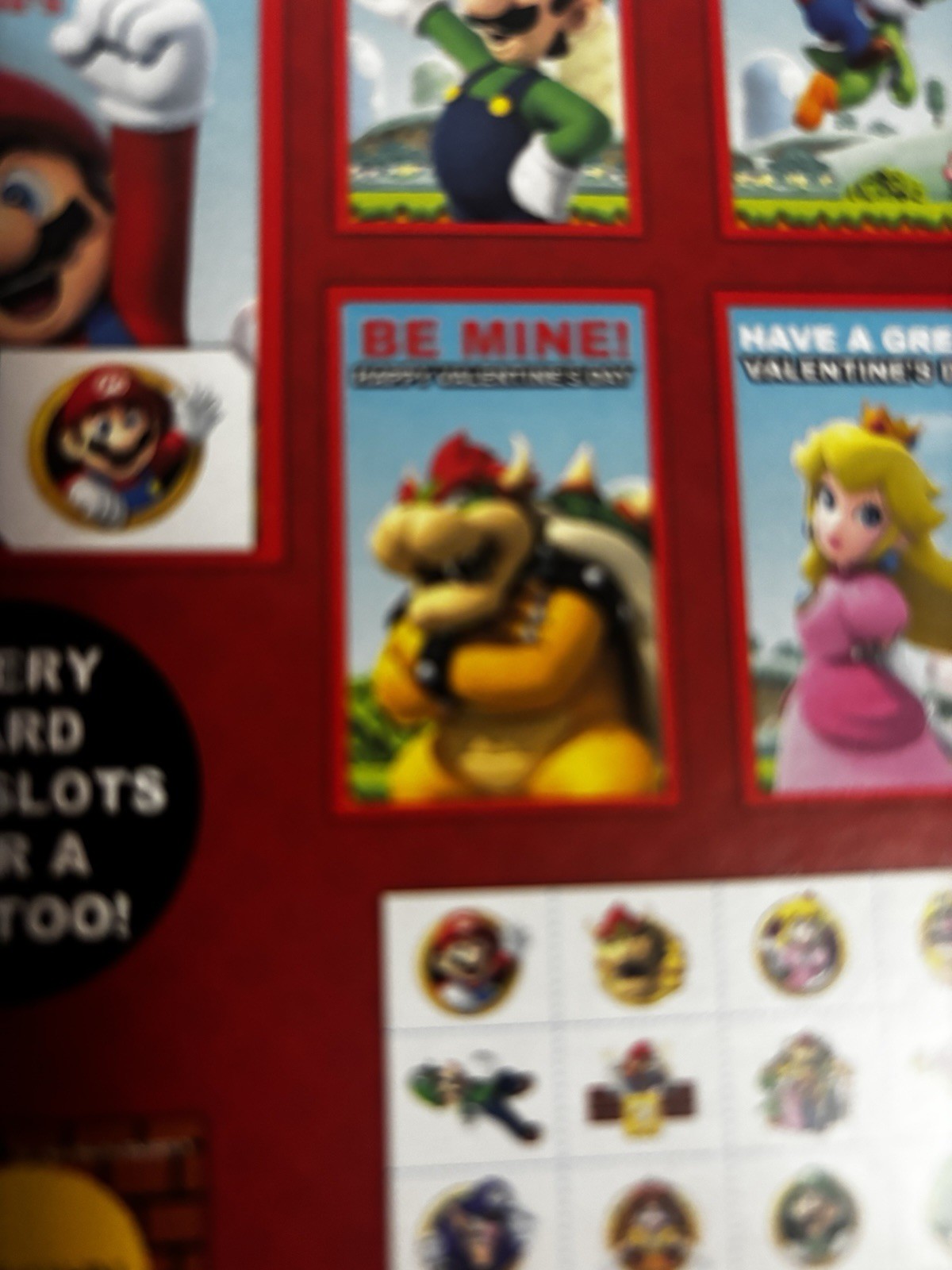 Super Mario Valentines 24 Cards + 24 Cherry POW Scented Tattoos Paper Magic 2021